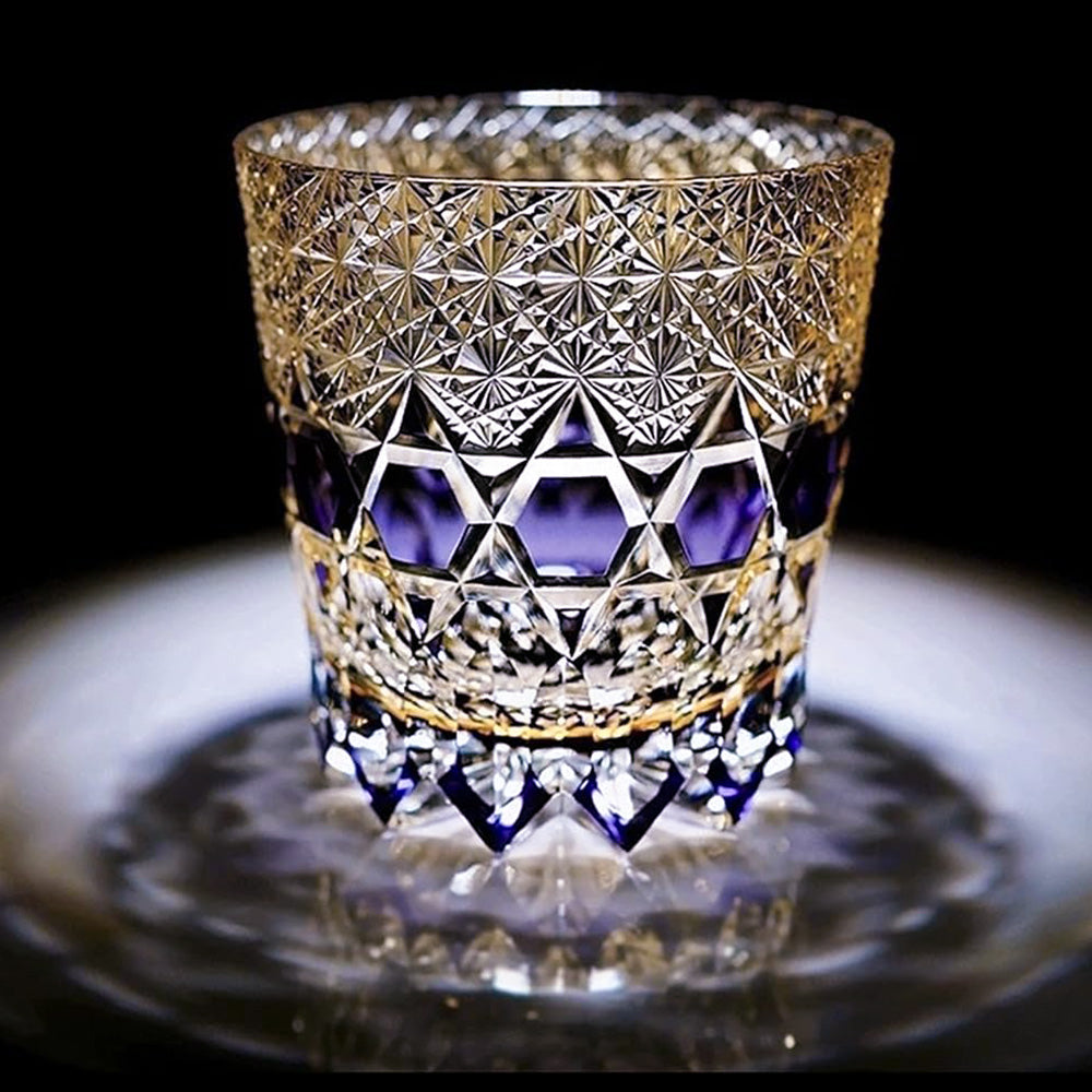 Hand-Cut Crystal Whiskey Glass – Fluorite Pattern