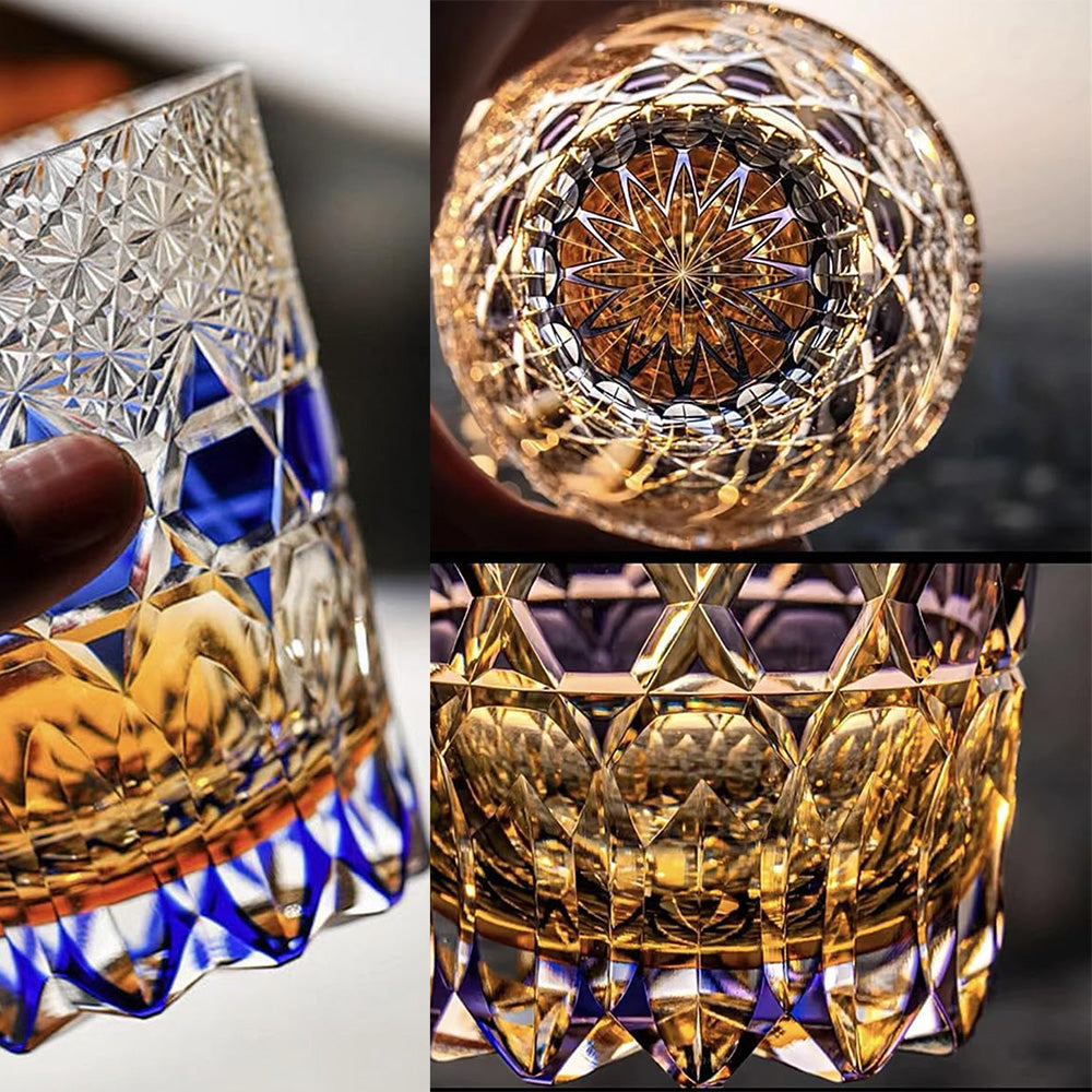 Hand-Cut Crystal Whiskey Glass – Fluorite Pattern