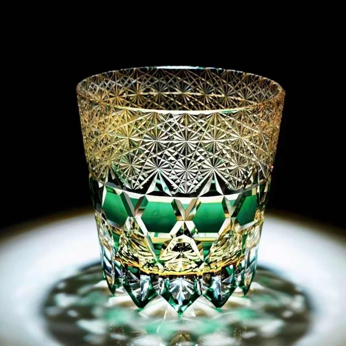 Hand-Cut Crystal Whiskey Glass – Fluorite Pattern